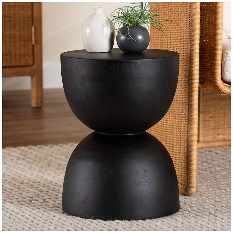 Image 1 bali & pari Nomiki Solid Suar Wood Side Table - Sculptural End Table