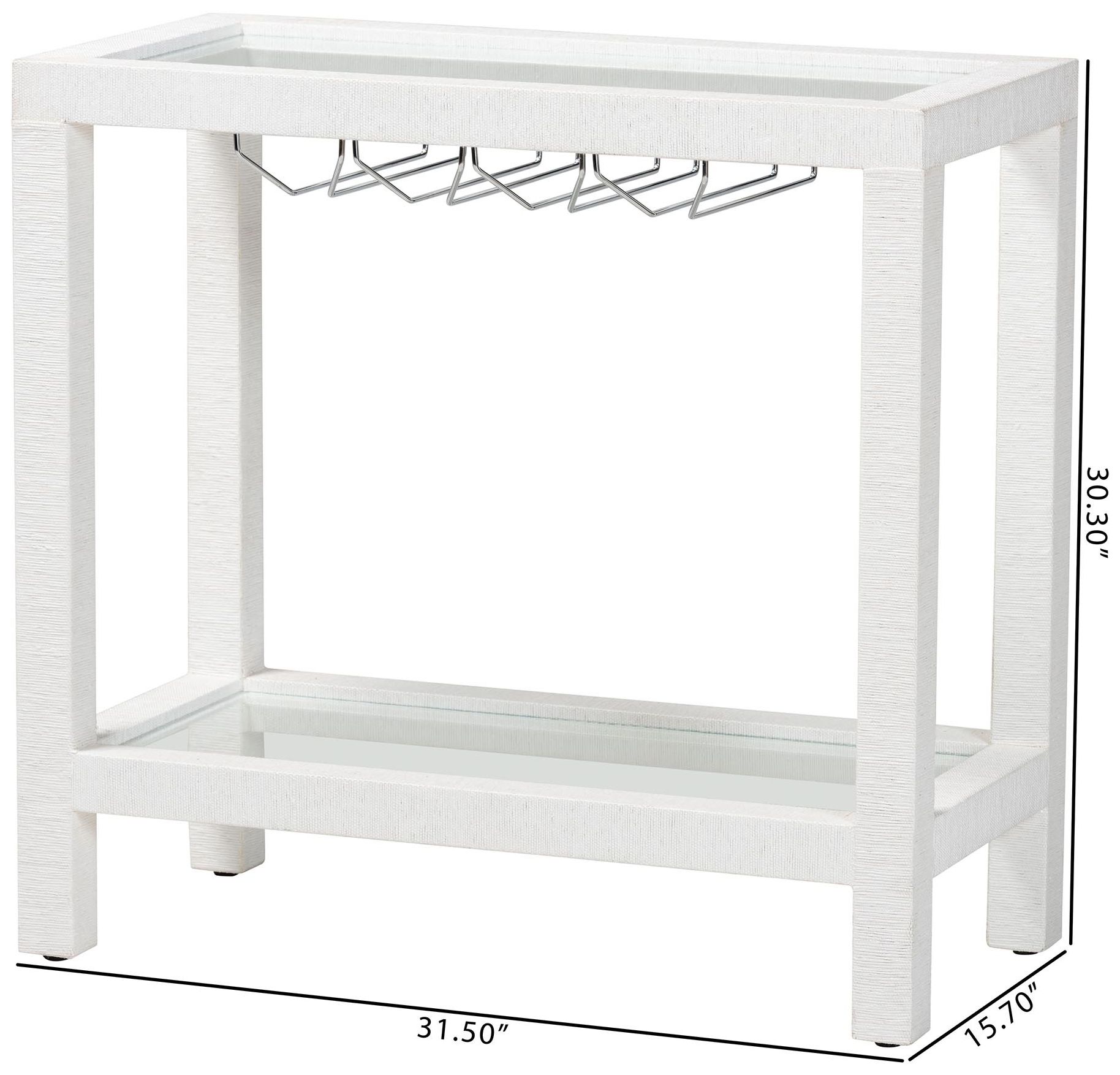 bali & pari Oaklynn Natural Grasscloth Wine Rack -with Glass Shelves, White