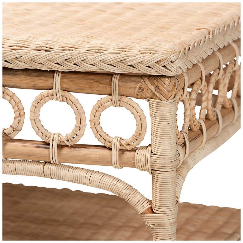 Image 5 bali & pari Oxford Braided Natural Rattan Coffee Table with Open Shelf more views