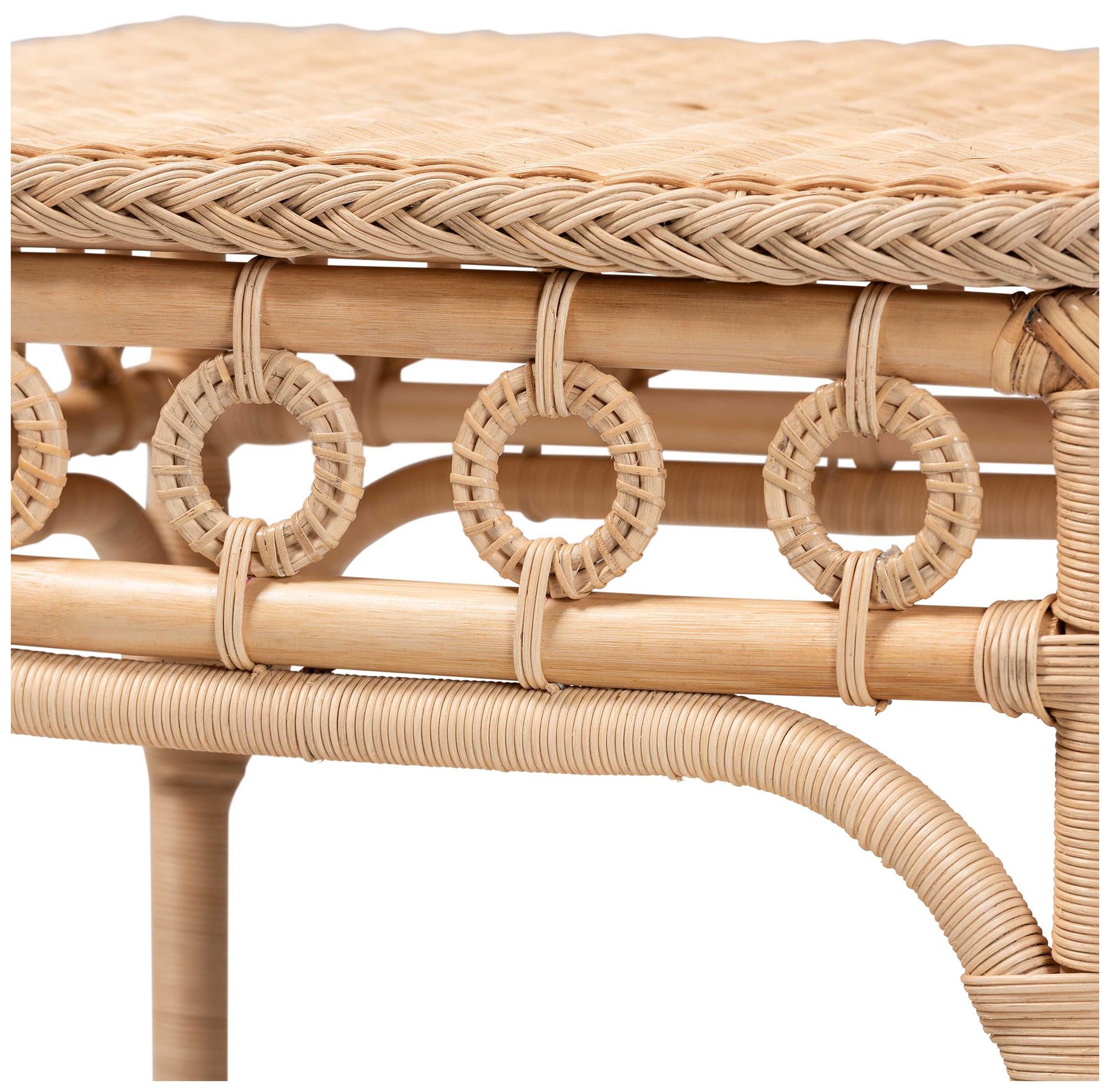 Image 5 bali & pari Oxford Braided Natural Rattan End Table with Shelf more views
