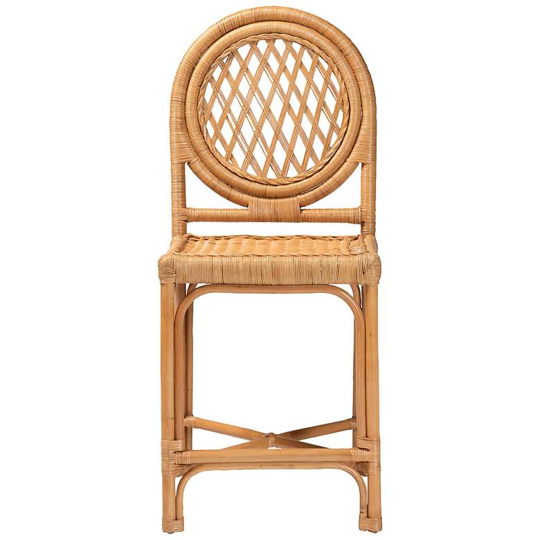 Image 3 bali & pari Oxford Round Back Rattan Handwoven Cane Counter Stool more views