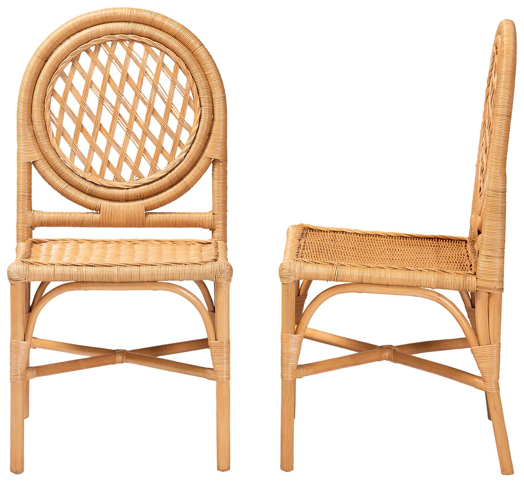 Image 4 bali & pari Oxford Round Back Rattan Handwoven Cane Dining Chair Set of 2 more views