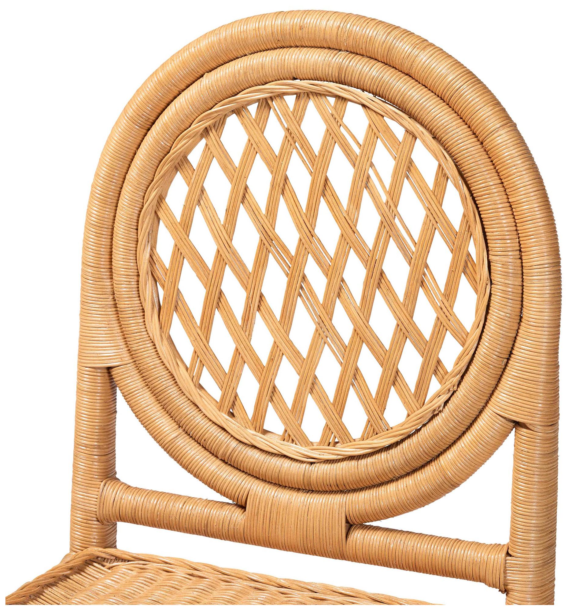 Image 5 bali & pari Oxford Round Back Rattan Handwoven Cane Dining Chair Set of 2 more views