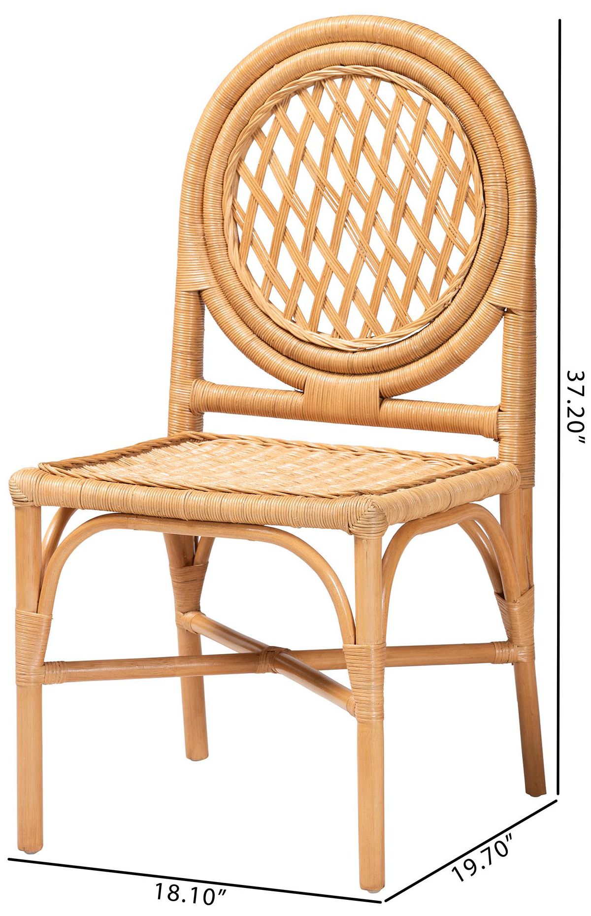 bali & pari Oxford Round Back Rattan Handwoven Cane Dining Chair Set of 2