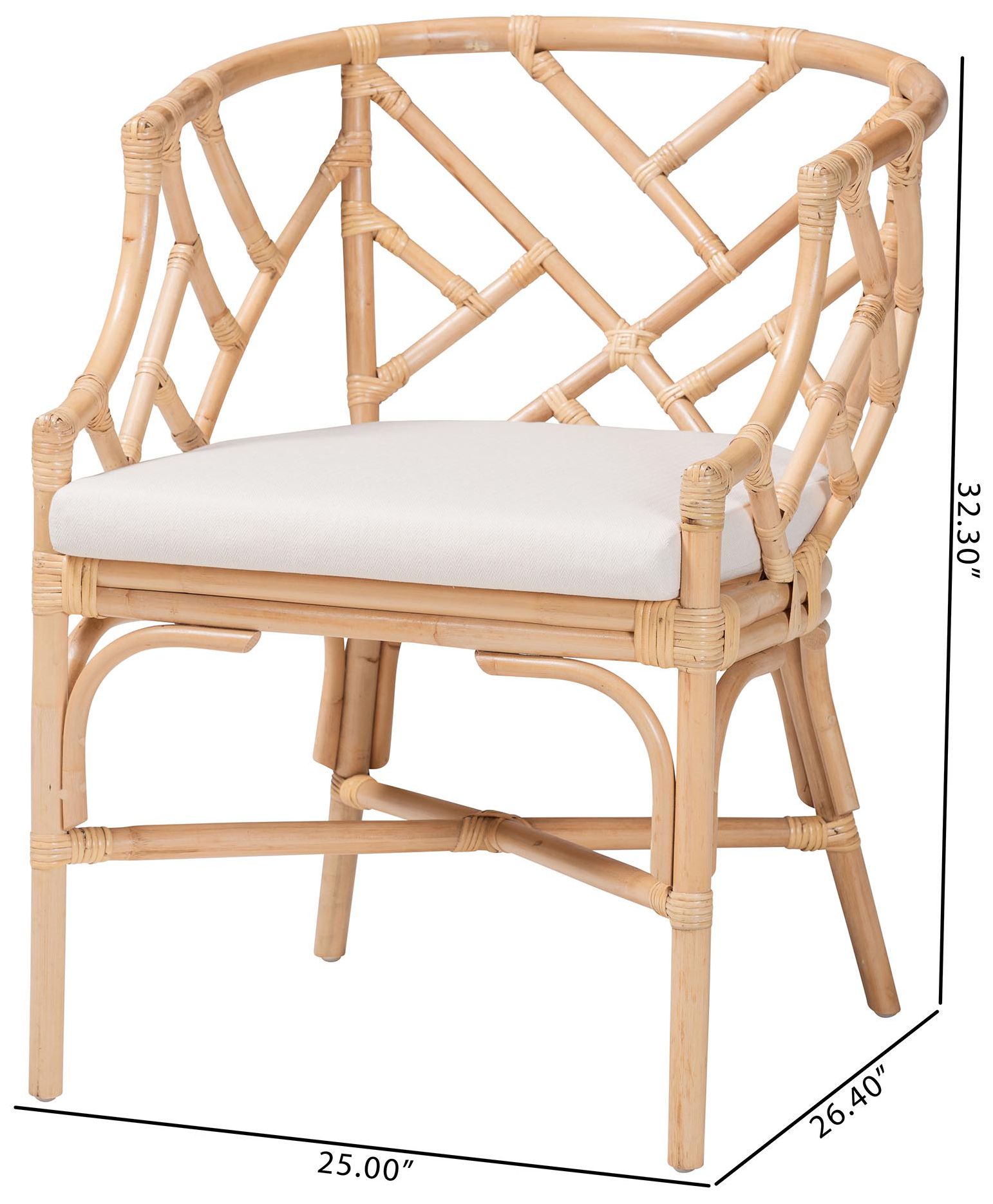 bali & pari Padma Natural Rattan Dining Chair - Accent Chair