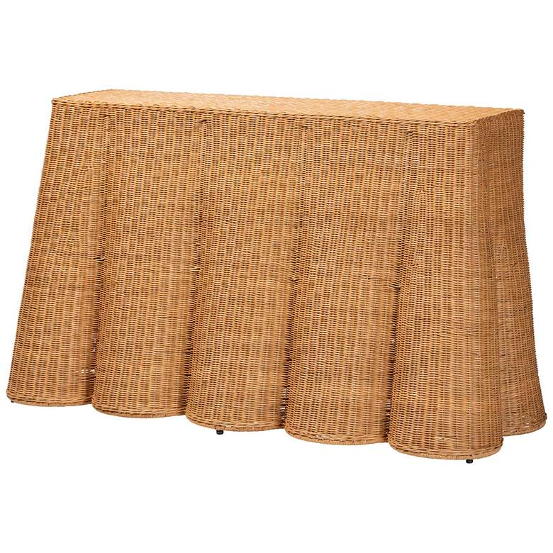 Image 2 bali & pari Palm Bohemian Honey Scallop Rattan Console Table