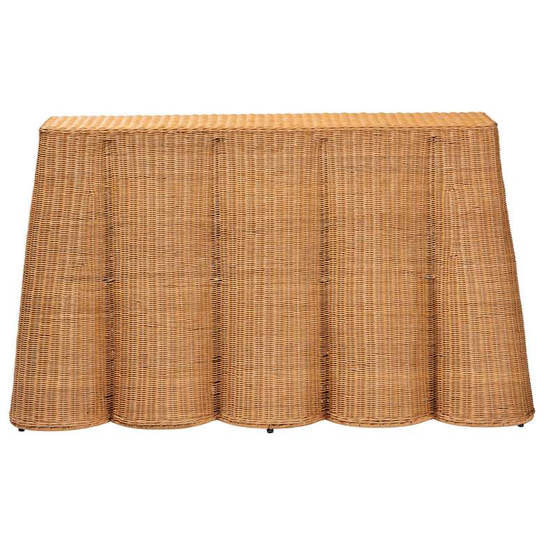 Image 3 bali & pari Palm Bohemian Honey Scallop Rattan Console Table more views
