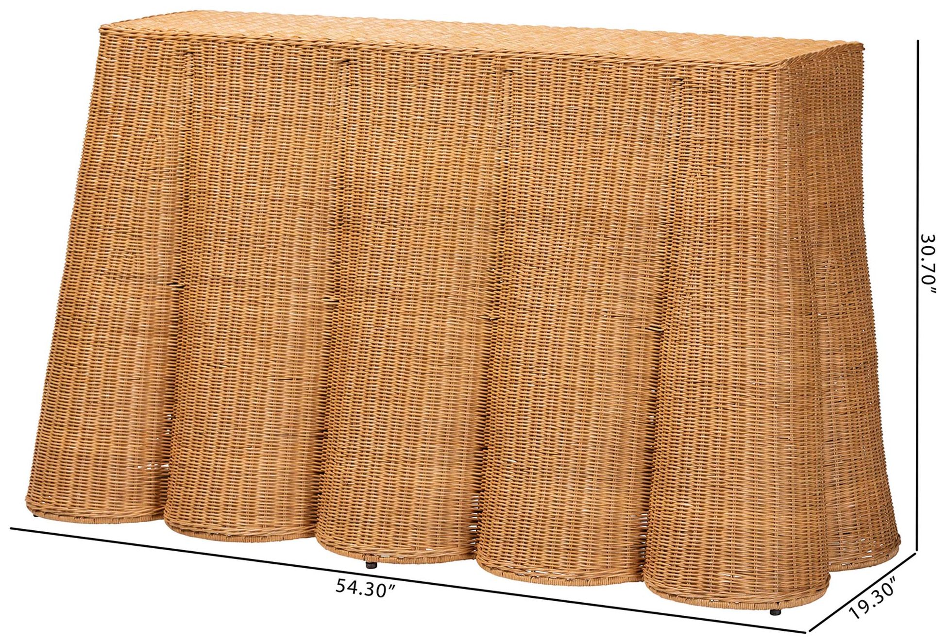 bali & pari Palm Bohemian Honey Scallop Rattan Console Table