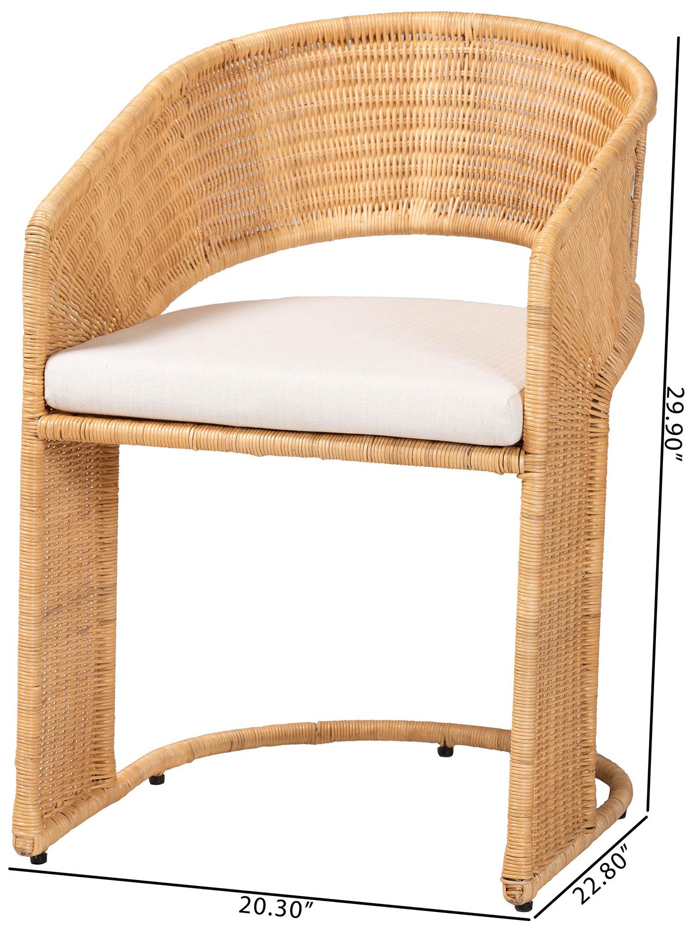 bali & pari Palm Bohemian Light Honey Rattan Dining Chair