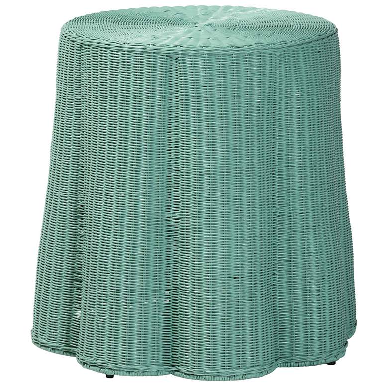 Image 2 bali & pari Palm Scallop Round Natural Rattan Console Table
