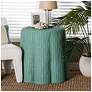 1_bali & pari Palm Scallop Round Natural Rattan Console Table