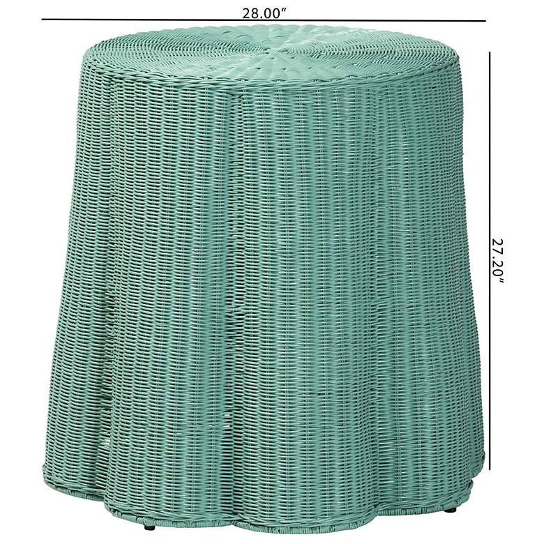 Image 6 bali & pari Palm Scallop Round Natural Rattan Console Table more views