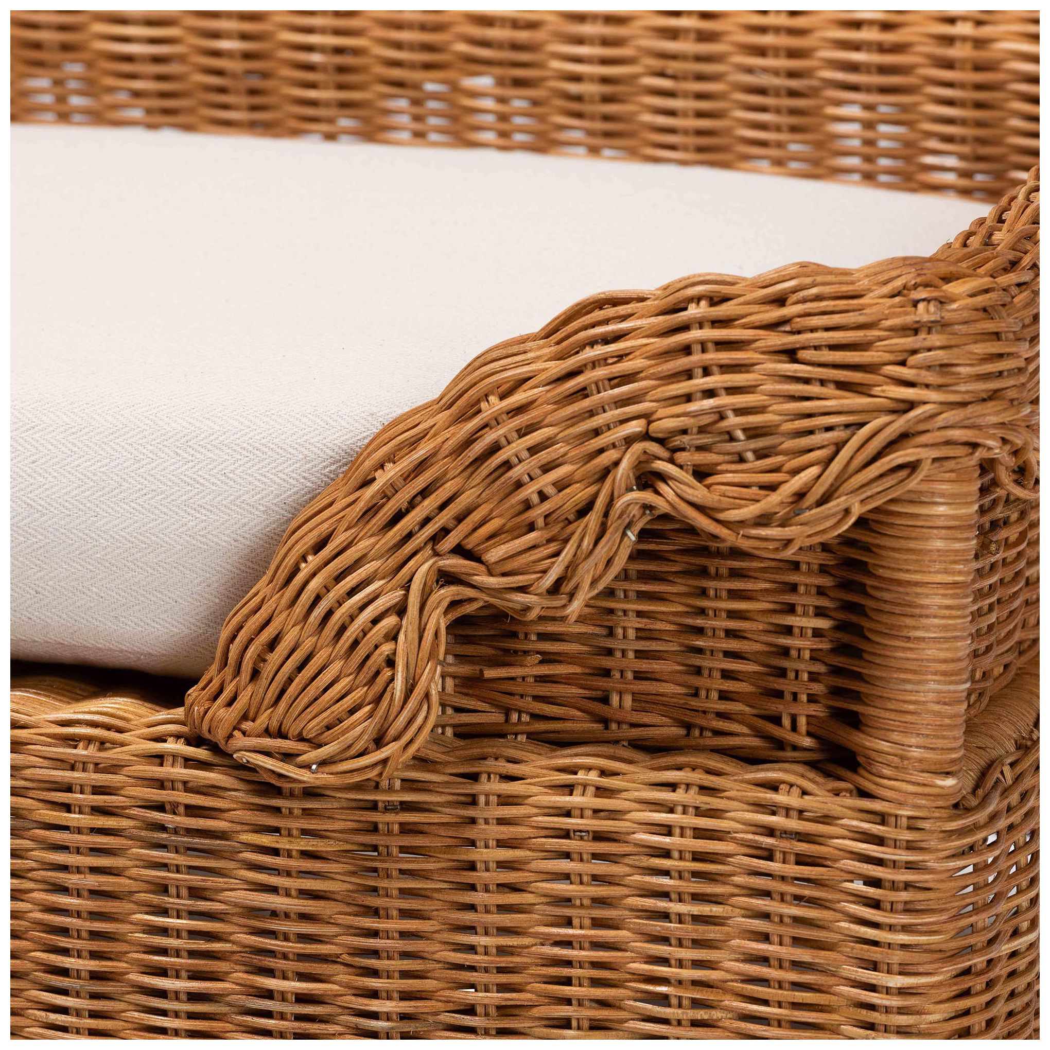 bali & pari Papina Natural Rattan Pet Bed with Removable Cushion