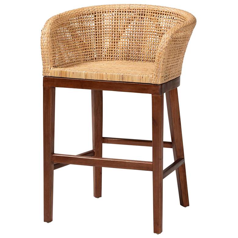 Image 2 bali & pari Papua Natural Rattan and Walnut Brown Acacia Wood Counter Stool