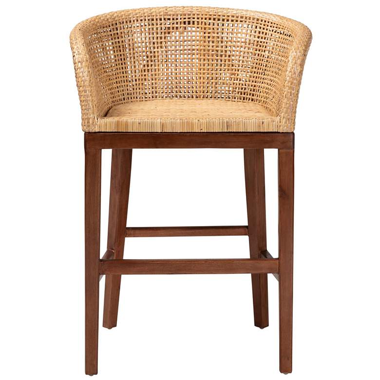 Image 3 bali & pari Papua Natural Rattan and Walnut Brown Acacia Wood Counter Stool more views
