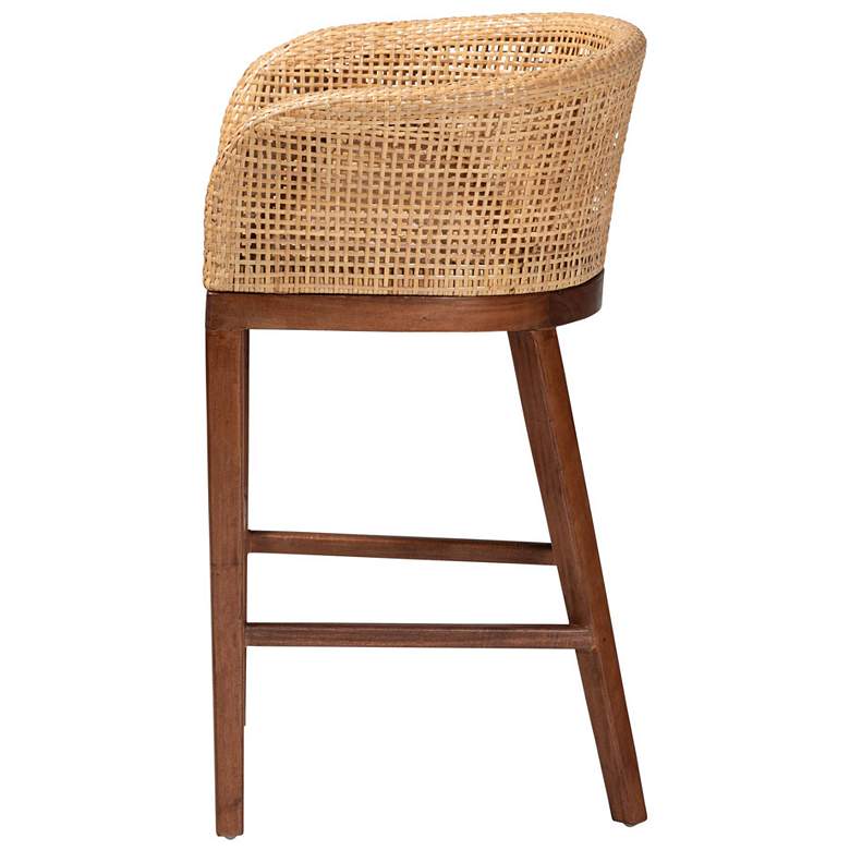 Image 4 bali & pari Papua Natural Rattan and Walnut Brown Acacia Wood Counter Stool more views