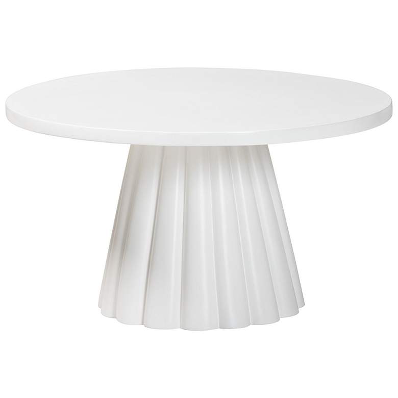 Image 2 bali & pari Parvana White Round Coffee Table with Fluted Pedestal Base