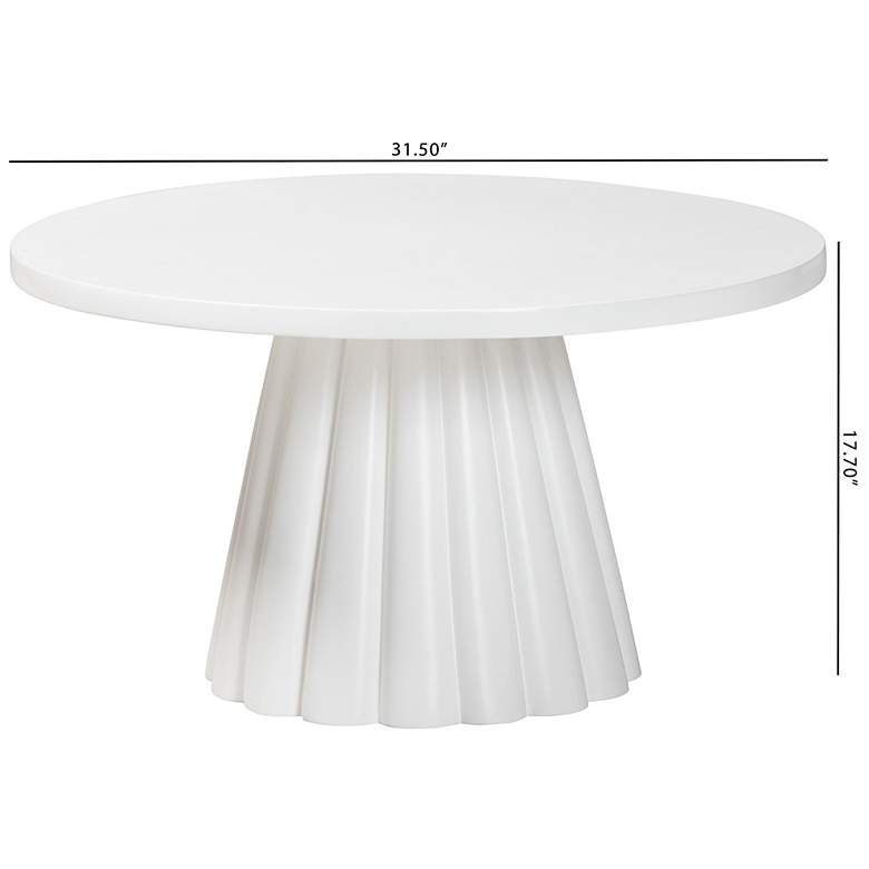Image 6 bali & pari Parvana White Round Coffee Table with Fluted Pedestal Base more views