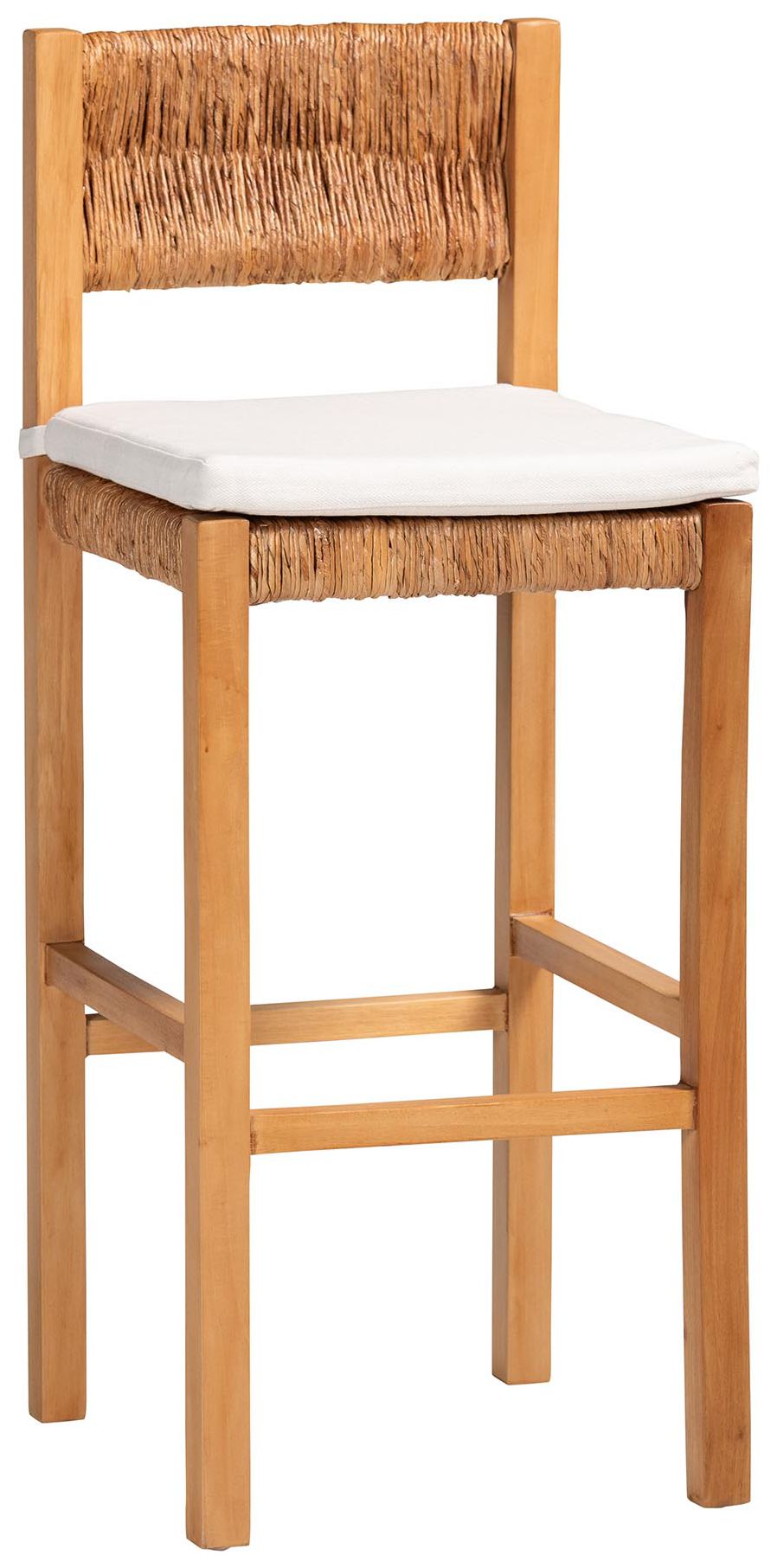 Image 2 bali & pari Pava Woven Seagrass Bar Stool - with Textured Back, Bar Height
