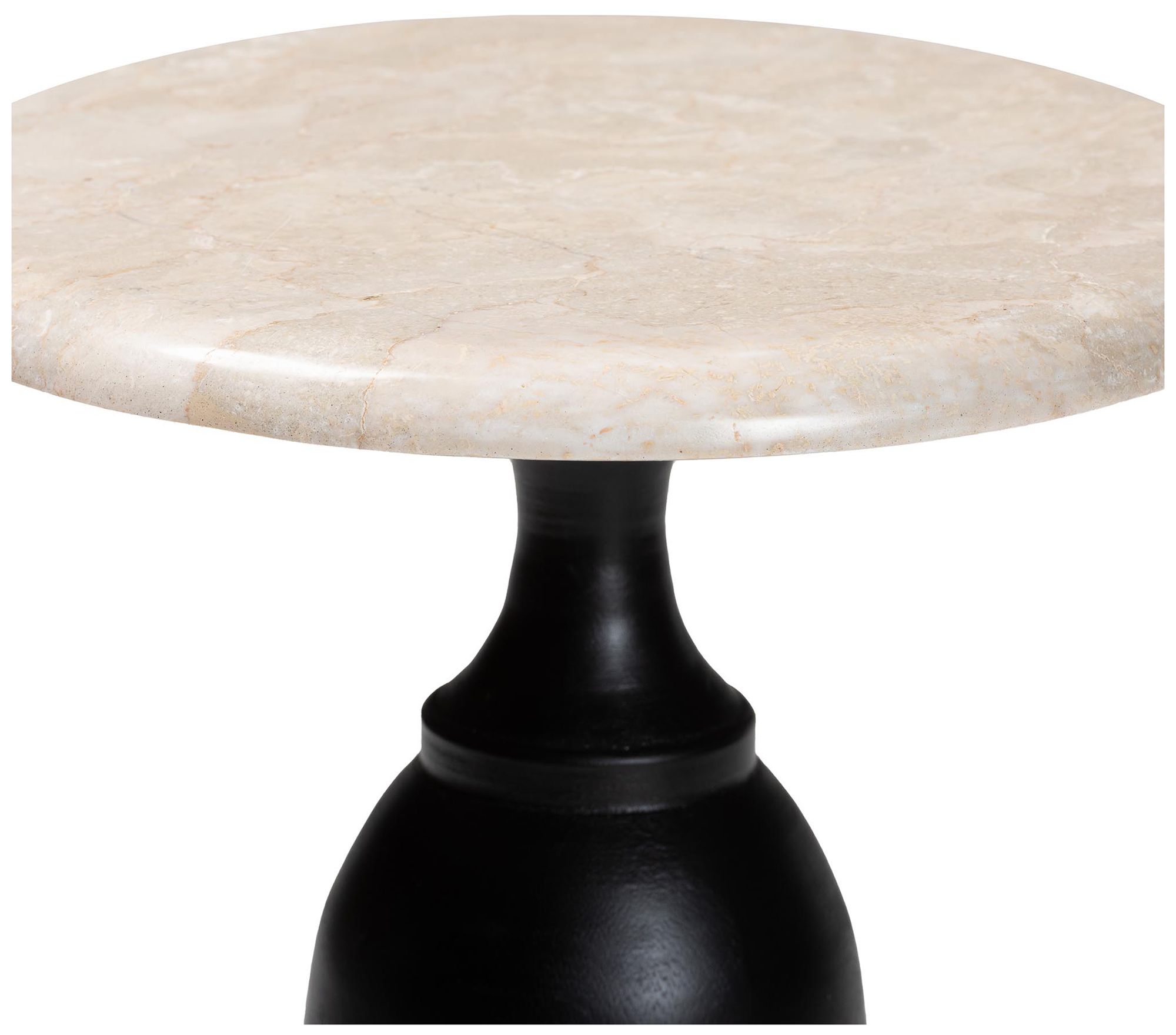 Image 3 bali & pari Perlita End Table with Marble Stone Top - Sculpted Pedestal more views