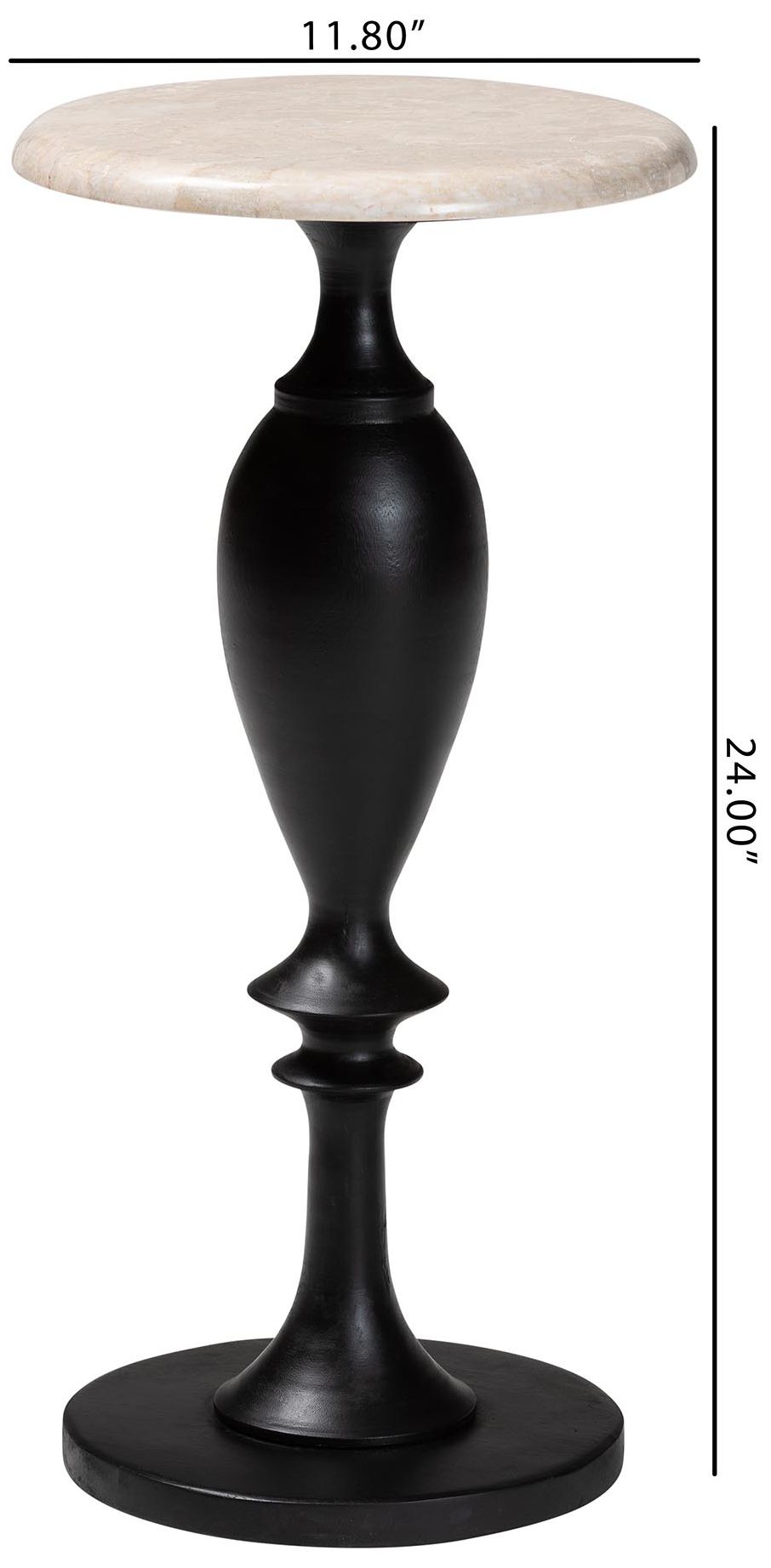Image 7 bali & pari Perlita End Table with Marble Stone Top - Sculpted Pedestal more views