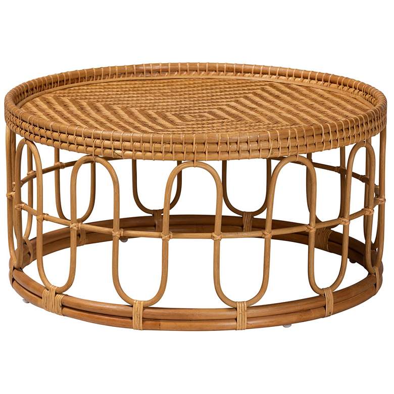 Image 1 bali & pari Phoenix Modern Bohemian Light Honey Rattan Coffee Table