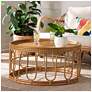 2_bali & pari Phoenix Modern Bohemian Light Honey Rattan Coffee Table more views