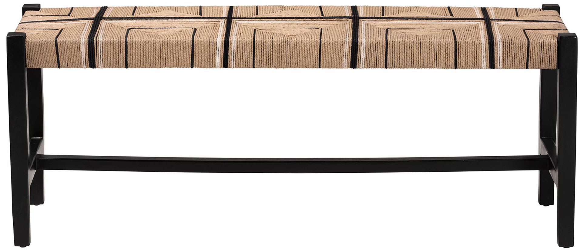 Image 3 bali & pari Prita Woven Paper Loom Bench with Mahogany Wood Frame - Black more views