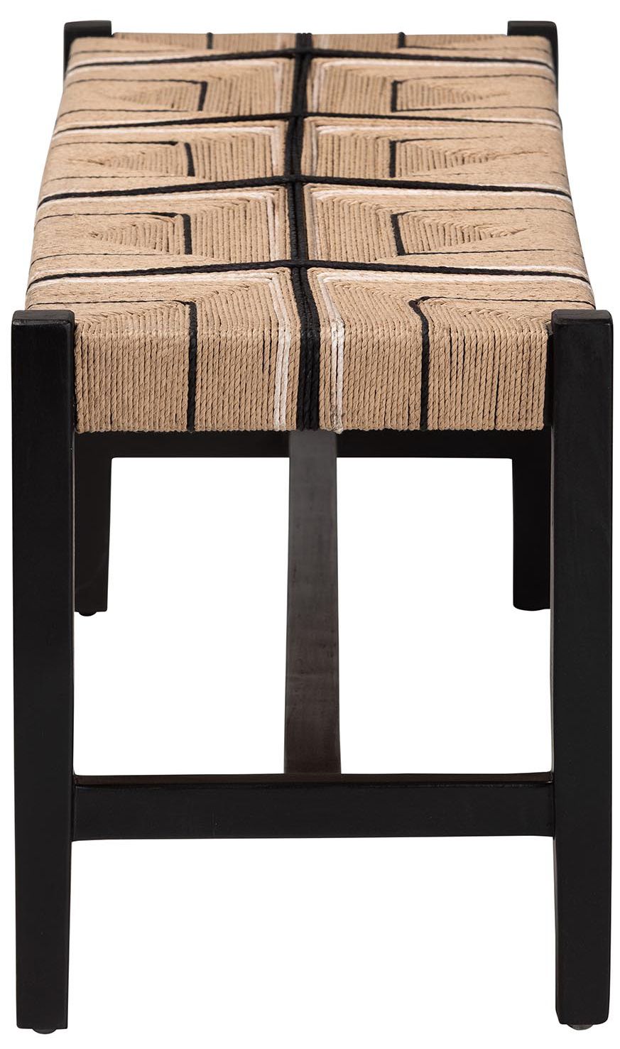 Image 4 bali & pari Prita Woven Paper Loom Bench with Mahogany Wood Frame - Black more views