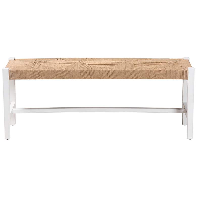 Image 3 bali & pari Prita Woven Paper Loom Bench with Mahogany Wood Frame - White more views
