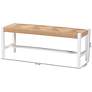 bali & pari Prita Woven Paper Loom Bench with Mahogany Wood Frame - White