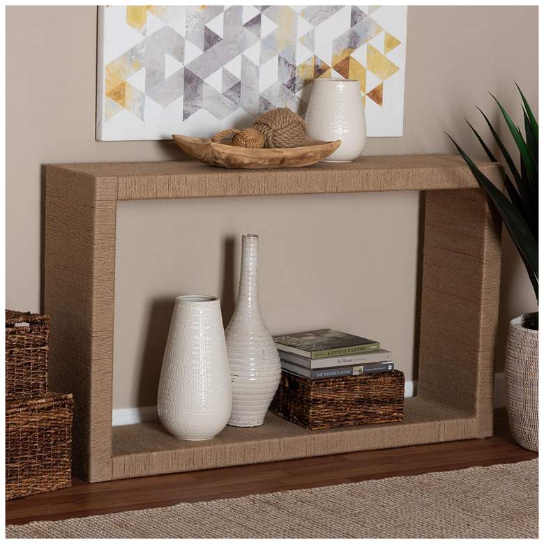 Image 1 bali & pari Rajiya Handwoven Jute Console Table - Rectangular Entryway
