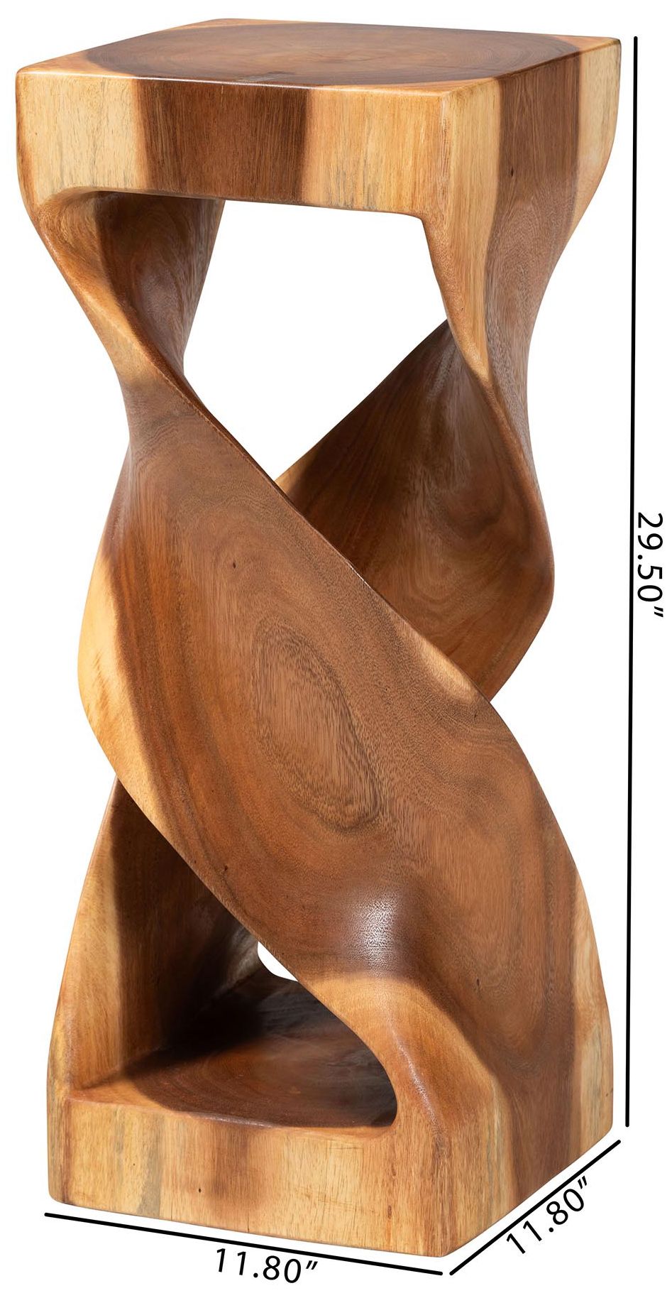 Image 7 bali & pari Rapha Suar Wood Accent Table - Sculptural Pedestal more views