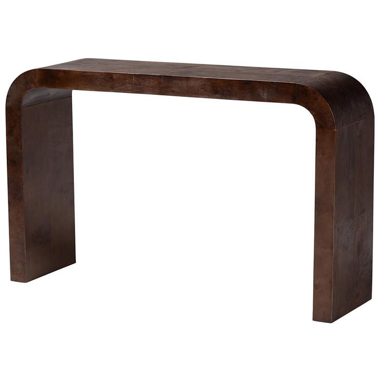Image 1 bali & pari Revelle Real Burl Wood Console Table in Dark Walnut Brown