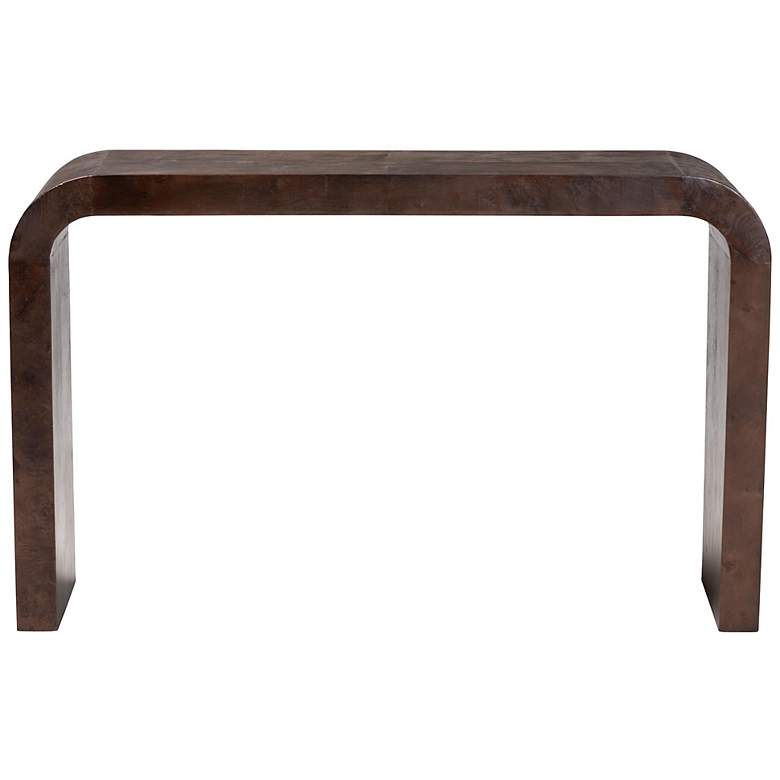 Image 3 bali & pari Revelle Real Burl Wood Console Table in Dark Walnut Brown more views