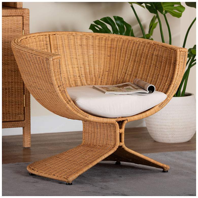 Image 1 bali & pari Reya Natural Rattan Lounge Chair - Wicker Accent Seating