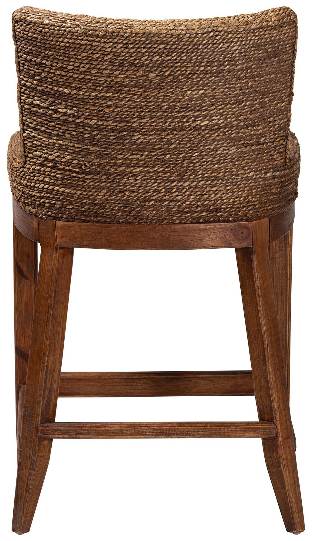 bali & pari Ridley Seagrass Counter Stool with Mahogany Wood, Brown Wash
