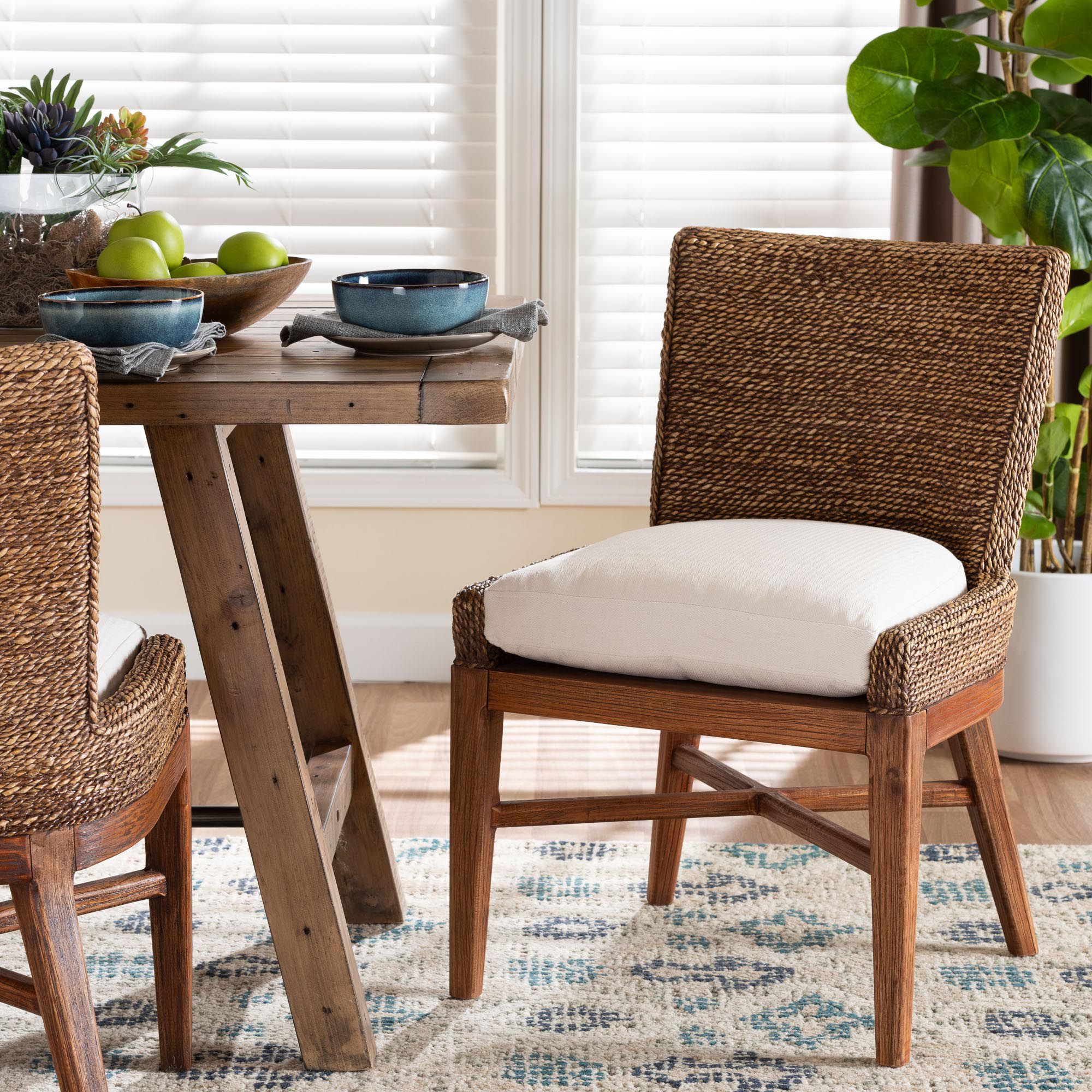 Thumbnail1 of bali & pari Ridley Seagrass Dining Chair with Mahogany Wood - Brown Wash