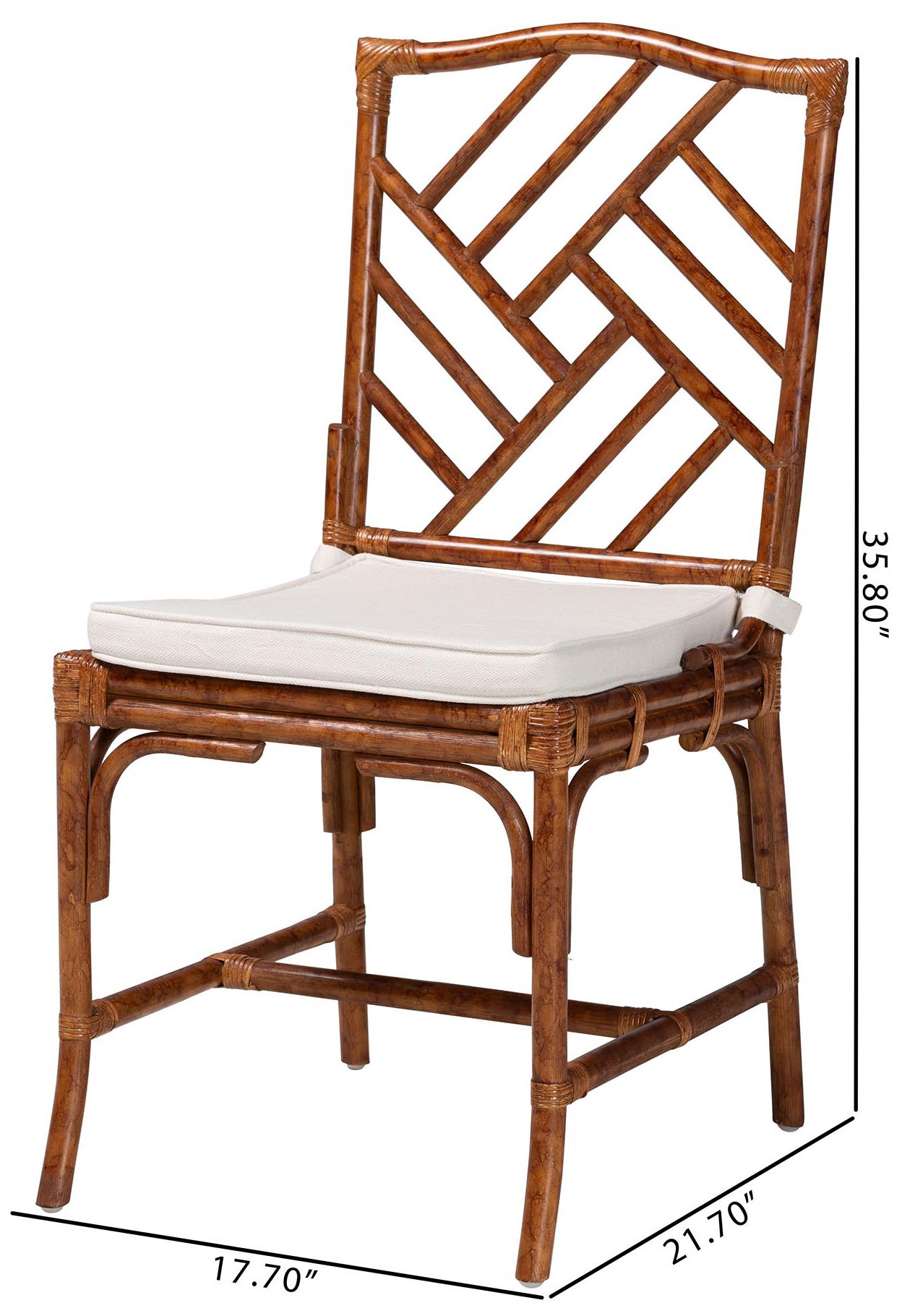 bali & pari Rio Marbled Tortoise Rattan Dining Chair with Removable Cushion