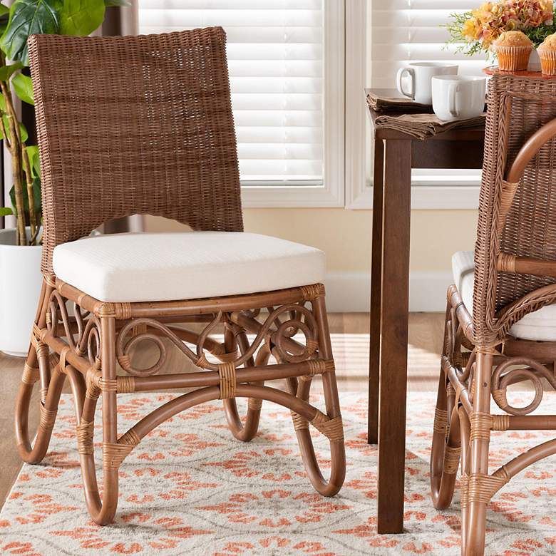 Image 1 bali & pari Rivan Natural Rattan Dining Chair - Wicker Accent Chair