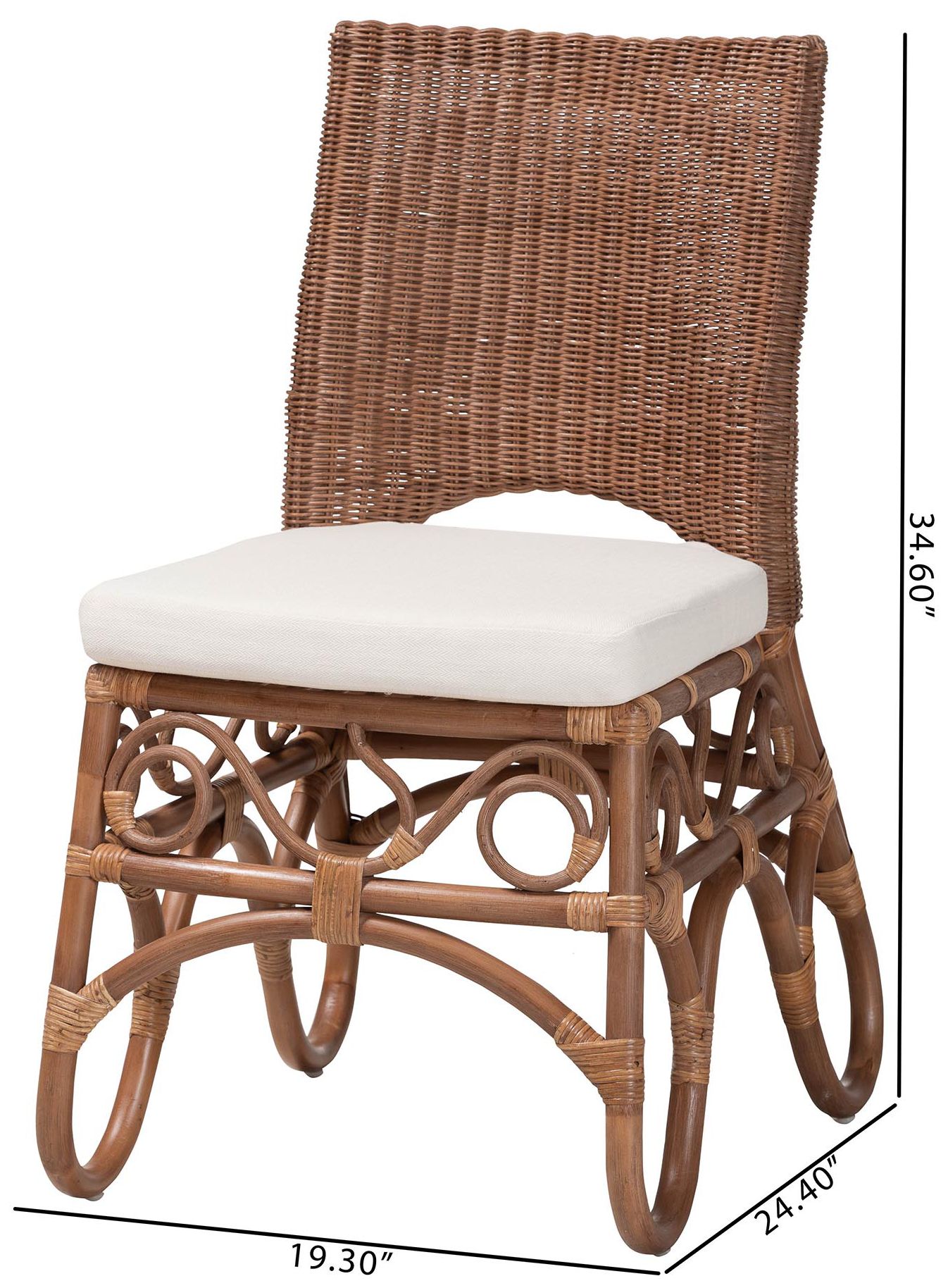 bali & pari Rivan Natural Rattan Dining Chair - Wicker Accent Chair