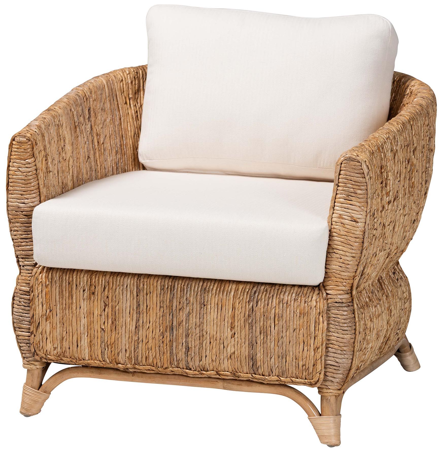 Image 2 bali & pari Roma Rattan and Seagrass Armchair with Cushions - Handwoven