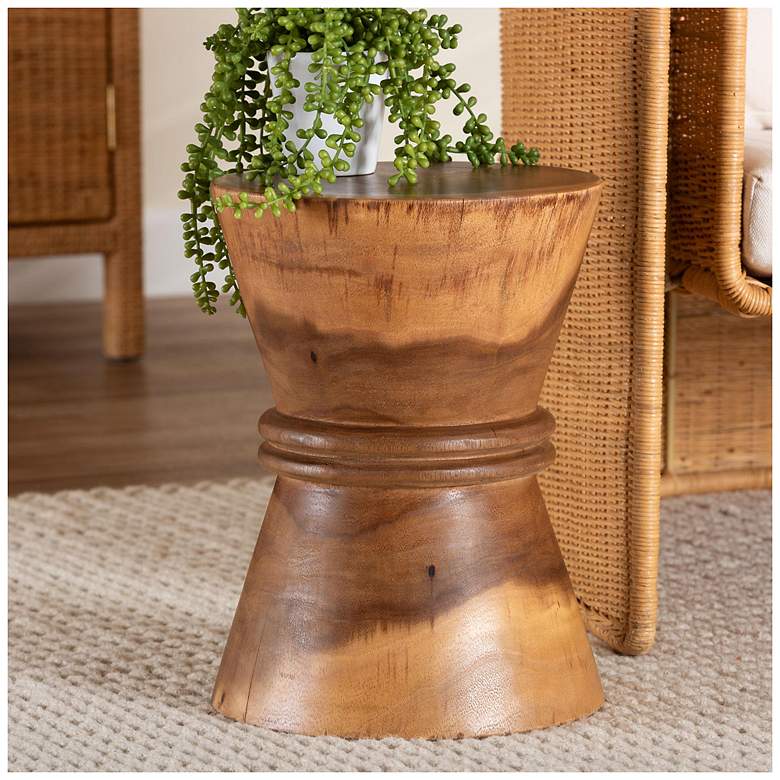 Image 1 bali & pari Samira Solid Suar Wood Side Table - Handcrafted End Table
