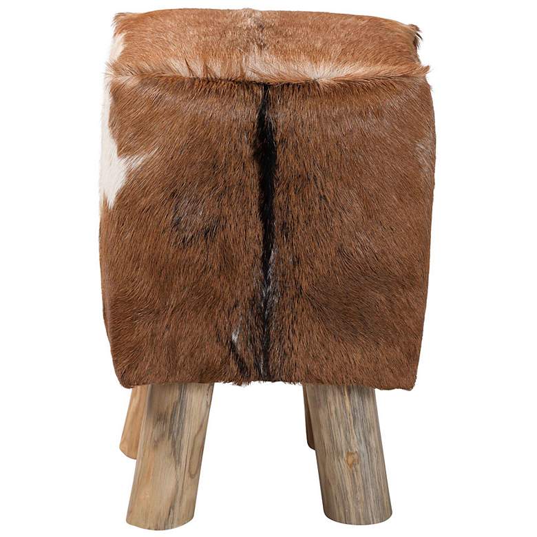 Image 4 bali & pari Scotlyn Genuine Goat Leather Footstool with Teak Wood Legs more views