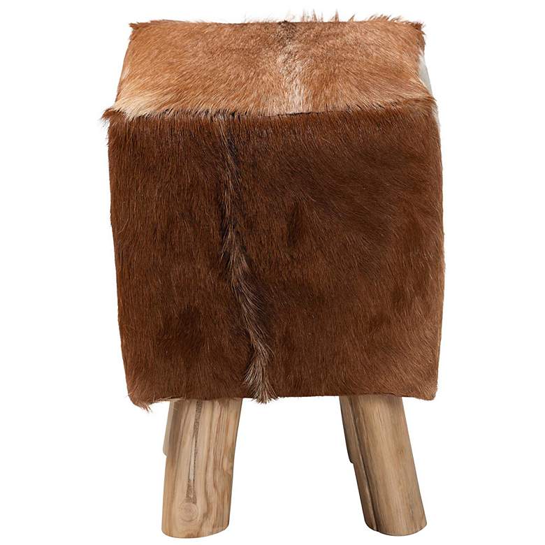 Image 6 bali & pari Scotlyn Genuine Goat Leather Footstool with Teak Wood Legs more views