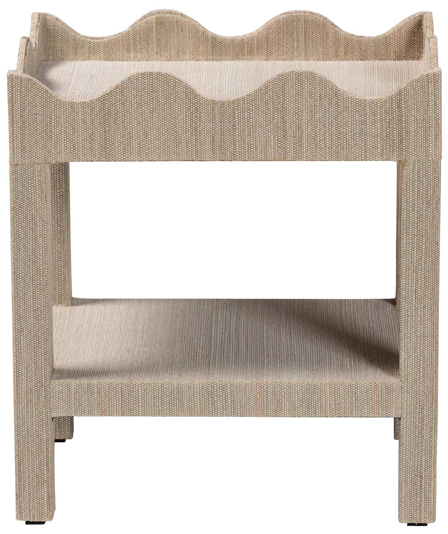 Image 3 bali & pari Sebastian Grasscloth Scalloped End Table - 2-Tier Beige more views