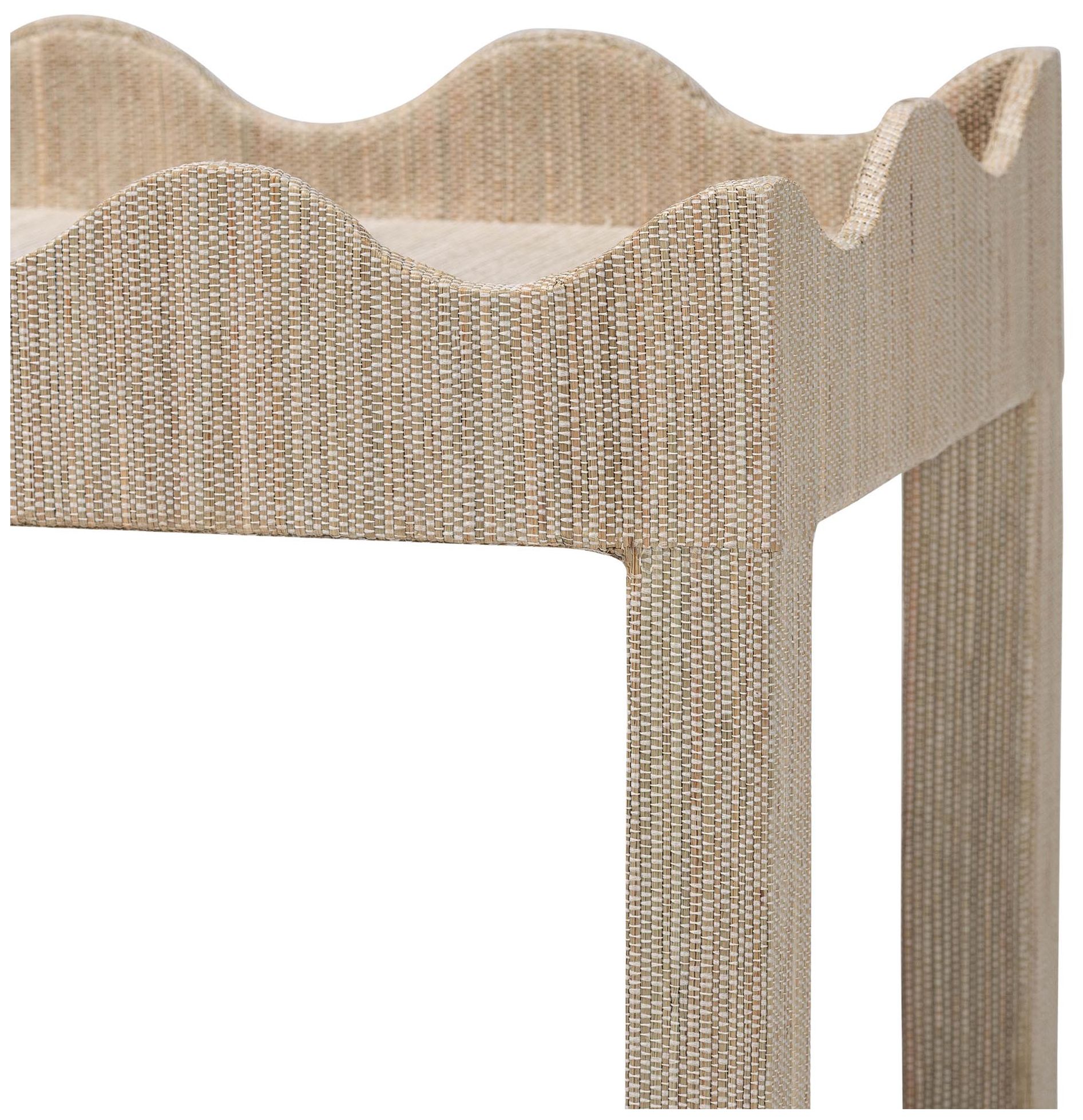 Image 5 bali & pari Sebastian Grasscloth Scalloped End Table - 2-Tier Beige more views