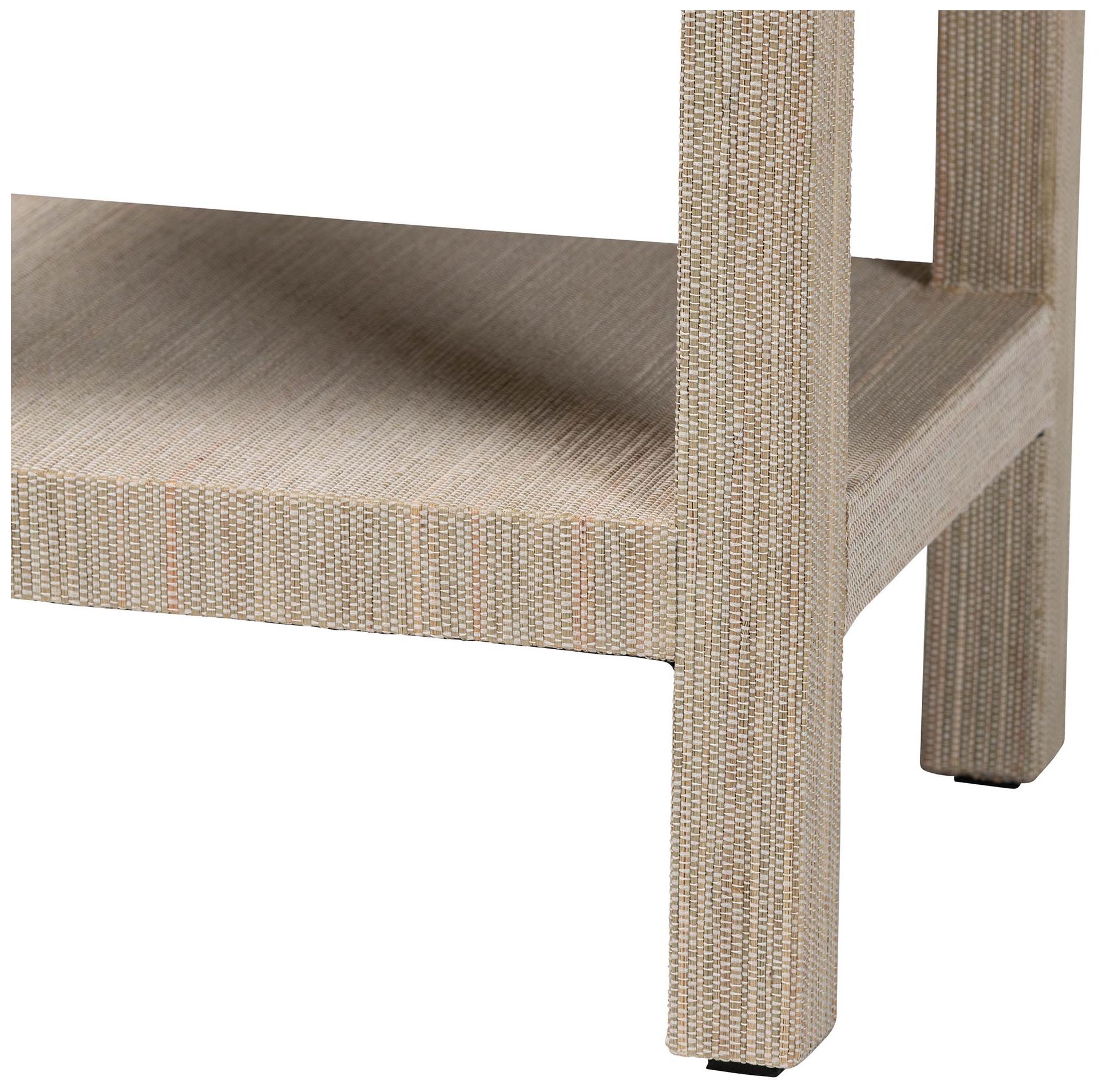 Image 6 bali & pari Sebastian Grasscloth Scalloped End Table - 2-Tier Beige more views