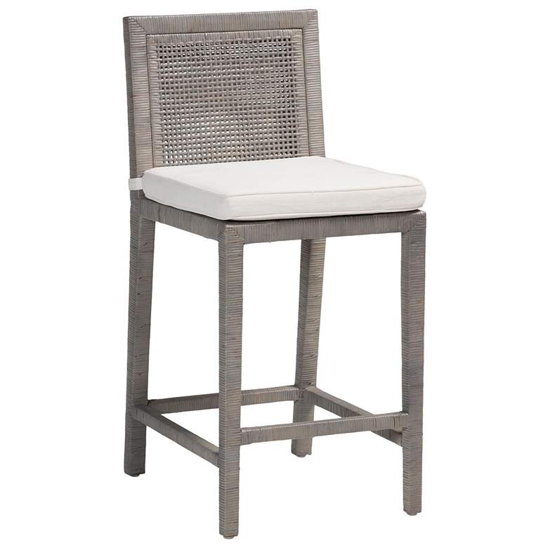 Image 2 bali & pari Sofia French Gray Rattan Counter Stool with Cushion