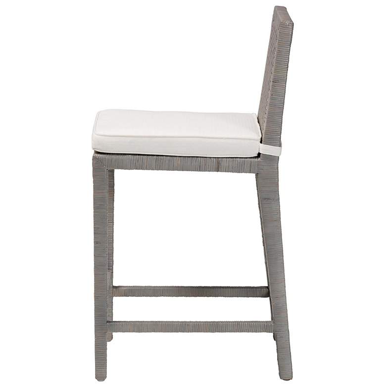 Image 4 bali & pari Sofia French Gray Rattan Counter Stool with Cushion more views